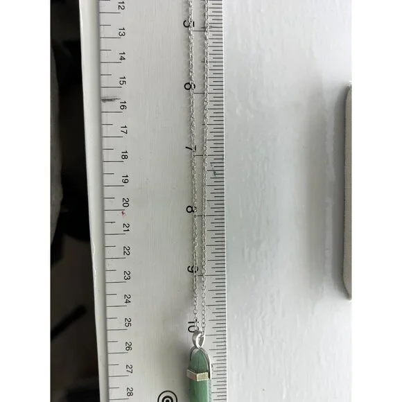 Green Aventurine Crystal Pendant Necklace With Silver-Tone Chain - Picture 3 of 4